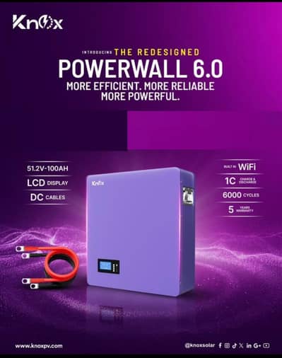 Knox PowerWall 6.0 51.2V 100AH Lithium Ion Battery