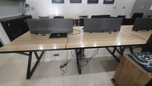 8ft Office Workstation for 4 Persons + 2 Chairs | Modern Setup | DHA