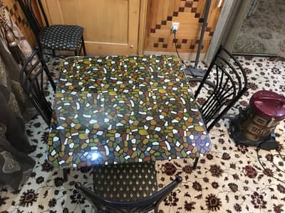 Mirror Dinning Table with Chairs