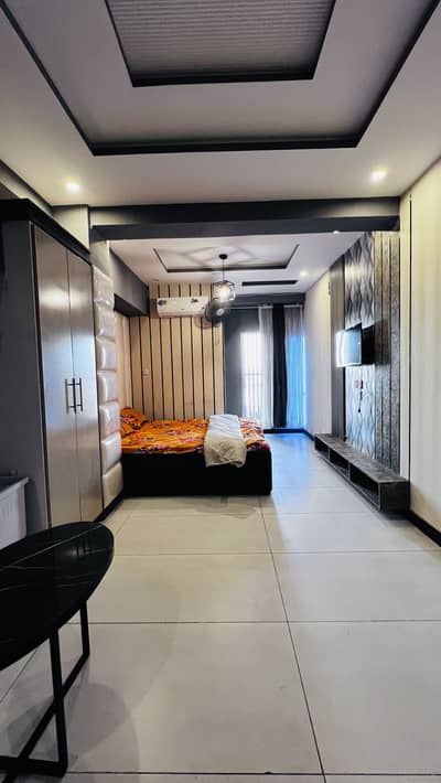 1 BED STUDIO APPRTMENT FULL FURNISHED READY FOR POSSESSION NEAR AIRPORT ALL FACILITIES AVAILABLE LIFT SOLAR BACKUP SECURITY PARKING WATER ELECTRICITY