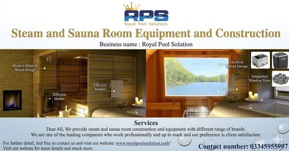 Steam and Sauna Room Equipment and construction