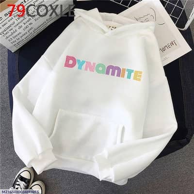 Women fleece hoodie white rainbow dynamite print
