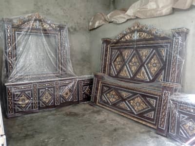 solid wooden complete bed set brand new for sale in Lahore