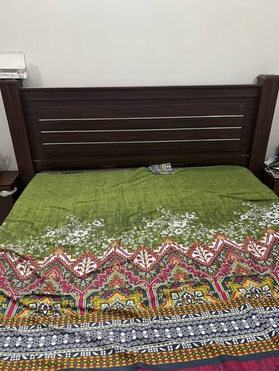 King size bed with 2 side tables without mattress