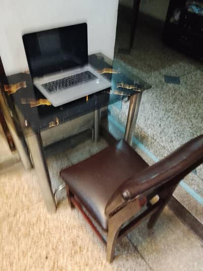 Table and chair for laptop use