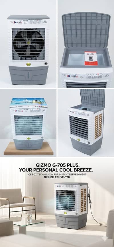 GiZMO Portable Air Cooler – Strong Air Throw | Silent | Energy Saving