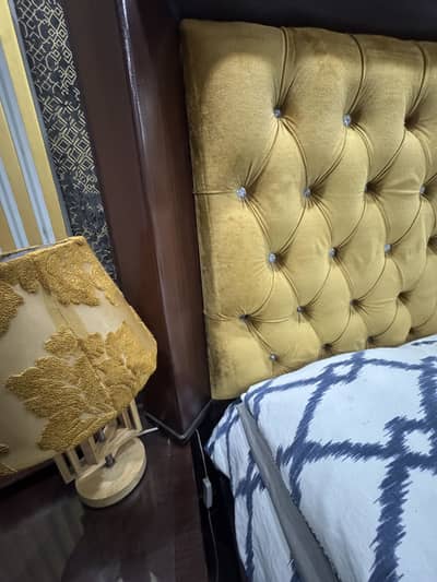 Wooden beautiful bed with 2 side tables mattress and dressing