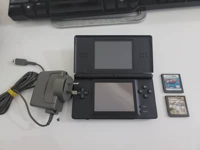 Nintendo DS Lite Console - Black Color - W/Charger + 2 Games