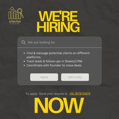 Need a Male/Female for Client Hunting for our Marketing Agency