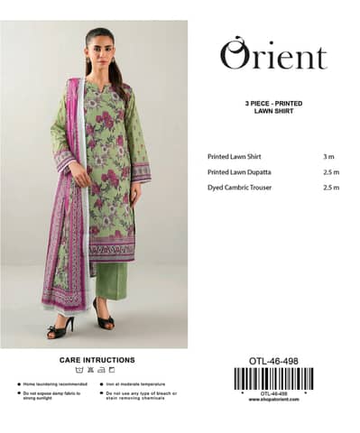 Green Floral Lawn Suit  Orient 3-Piece Printed Lawn Suit