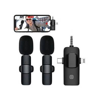 K15 3in1 Wireless Lavalier Microphone For Iphone/Android/Laptop/PC/Cam