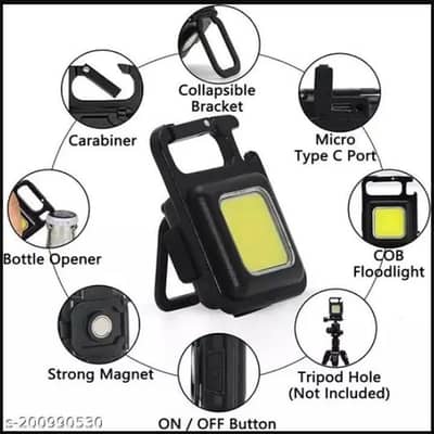 Rechargeable Type-C Flash Light 500 mAh Portable Camping | COD