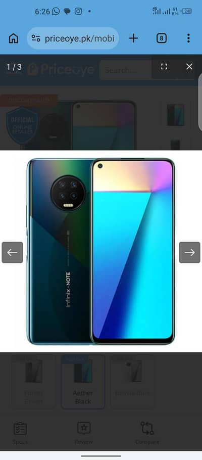 ok hai Infinix not 7. . . 6GB 128GB