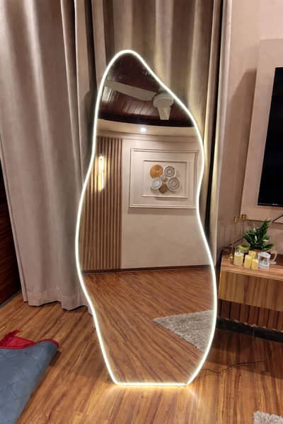 Standing mirror with LED light