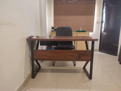 Modern Office Tables (Metal Frame + Wooden Top) – 2 Available