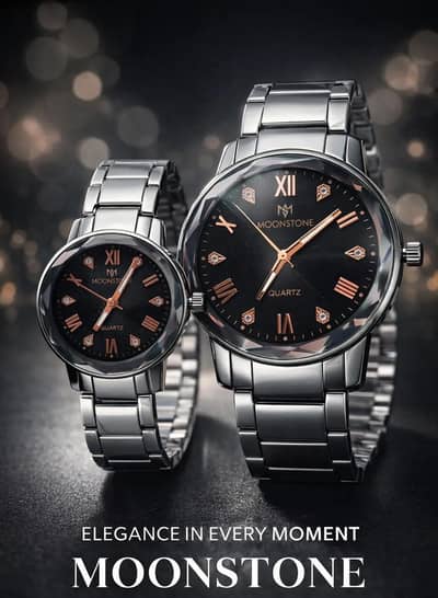 Stainless Steel Couple Watches for Men Women Quartz Water Resistant