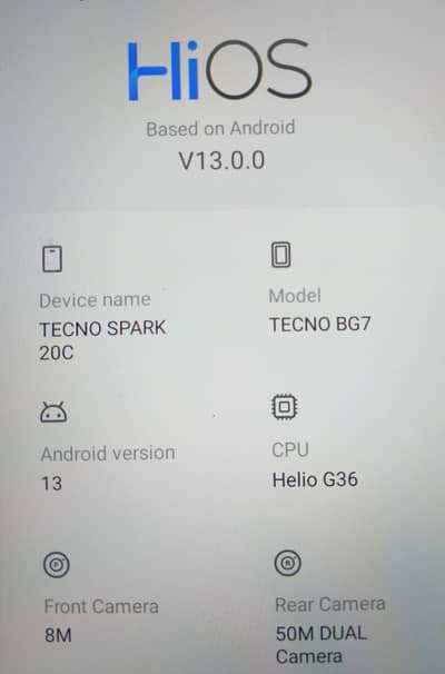 Tecno Spark 4+4 GB -- 128GB