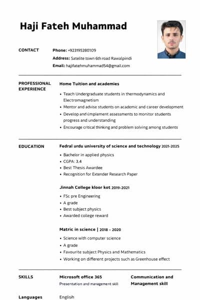 Complete my bs in applied physics from federal urdu university