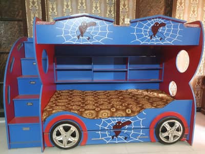Spider-Man Bunk Bed with 2 New Mattresses – Like New