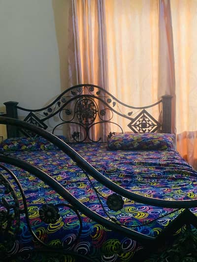 Rod Iron Bed & L-Shape Sofa For sale