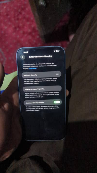 battery helth 86 hai jv face id ok