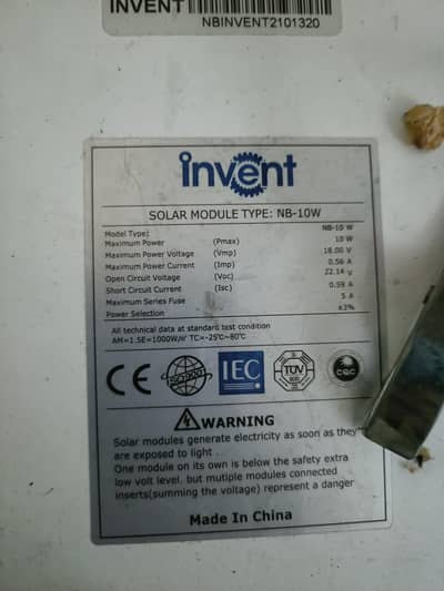 invent 10w solar plate