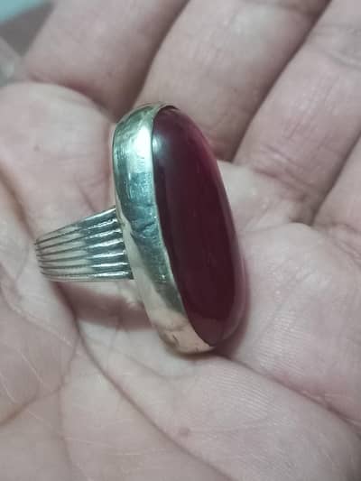 silver ring with big anari yaqoot