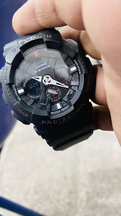 GA-110-1A Rugged AllBlack Analog-Digital Sports Watch with Red Accents