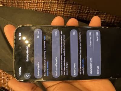 Iphone 16 pro Jv Battery 100% cycle count 135 with box