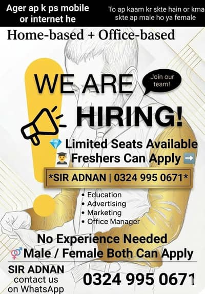 Fresh staff required in Lahore