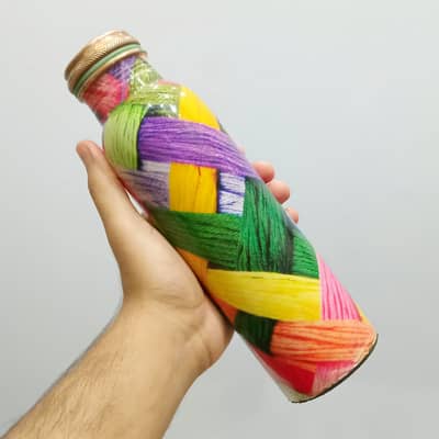 R Ayurveda 1L Pure Copper Ayurvedic Water Bottle with a Wool Design