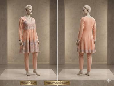 Designer Peach Mini Frock 