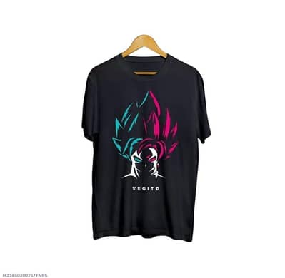 Men Black Vegito Printed T-Shirt Cotton Round Neck