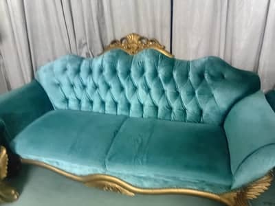7 seater peacock blue sofa set