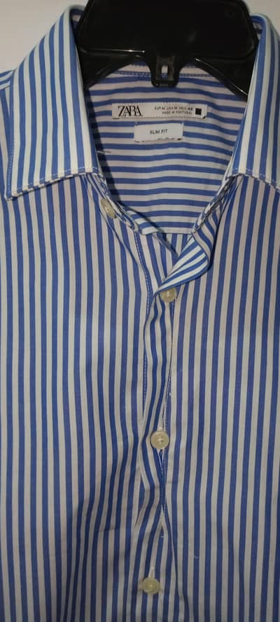 Zara Original slim fit Blue & White stripe shirt_Excellent Condition