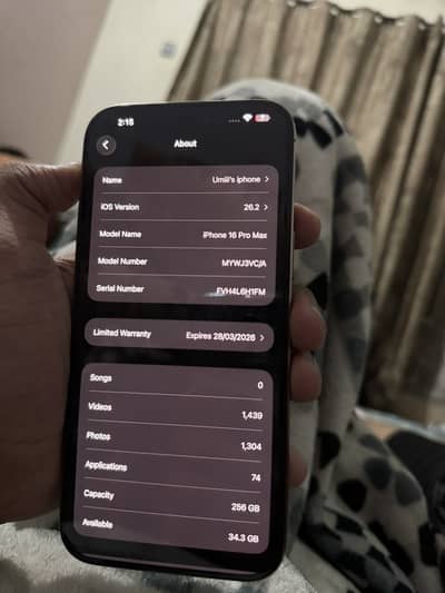 Iphone 16pro max 91health sim wala jv  256gb