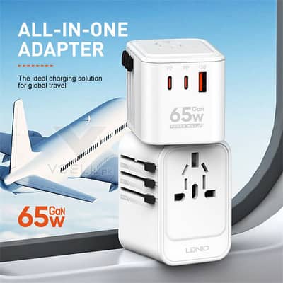 LDNIO Z6 - 3 Ports 65W GaN Travel Adapter Charger (Type-C + USB-A)