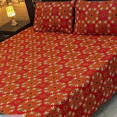 کرسٹل کاٹن پرنٹڈ ڈبل بیڈ شیٹ – 3 پیس سیٹ