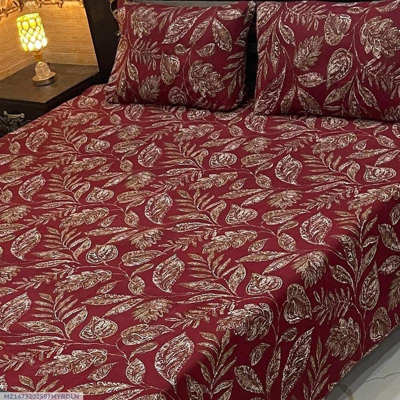 کرسٹل کاٹن پرنٹڈ ڈبل بیڈ شیٹ – 3 پیس سیٹ 4