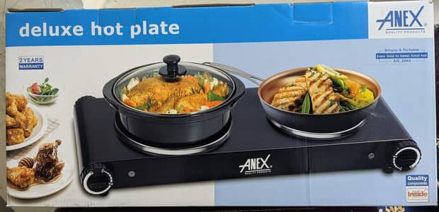 Brand New Anex Deluxe Double Hot Plate (AG-2062) - Unused & In Box
