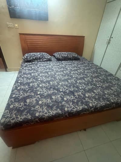 double bed set in wooden ( bought 1 year before)