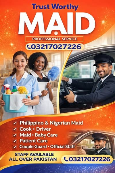 Cook Driver Maid Baby Care Patient care Helper Available
