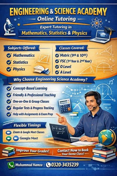 Online Tuition For 9th to FSc,  O level & A level