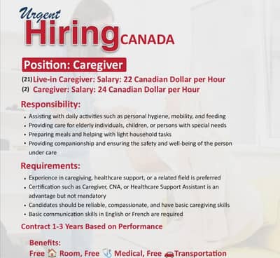 Free Visa only Caregiver Female