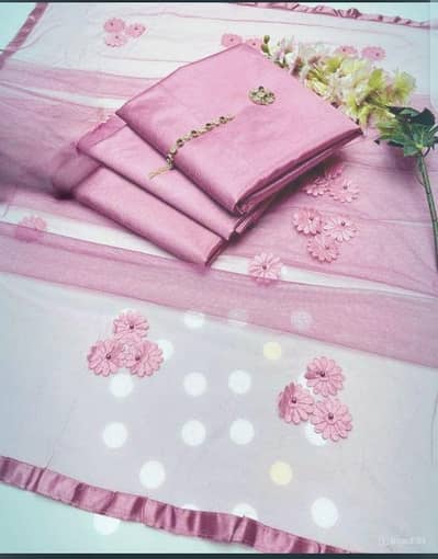 Pink Katan Silk women 3Pcs suit set