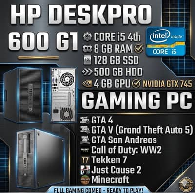 Gaming PC - HP ProDesk 600 G1 (i5 4th) 4 gb card