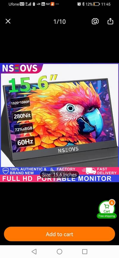 Portable monitor  15.6 inches for sale NEW