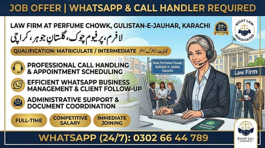 WhatsApp Call Handler/Inquiry Assistant for Law Firm in Gulistn-Jauhar