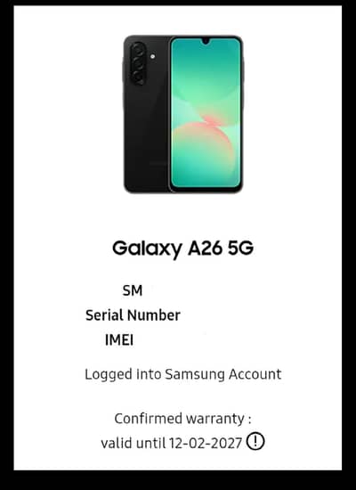 samsung galaxy A26 5G . RAM 8. ROM 256