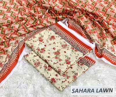 Ladies Unstitched Lawn 3 Piece Suit